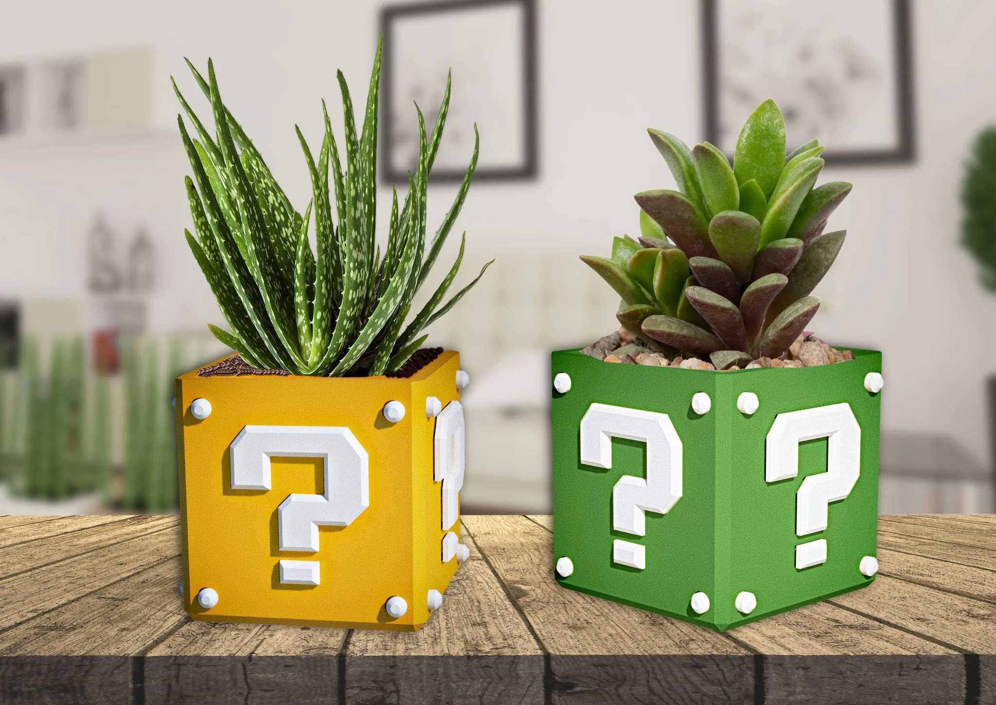 Video Game Planter Super Mario Cube for Fun Gaming Décor