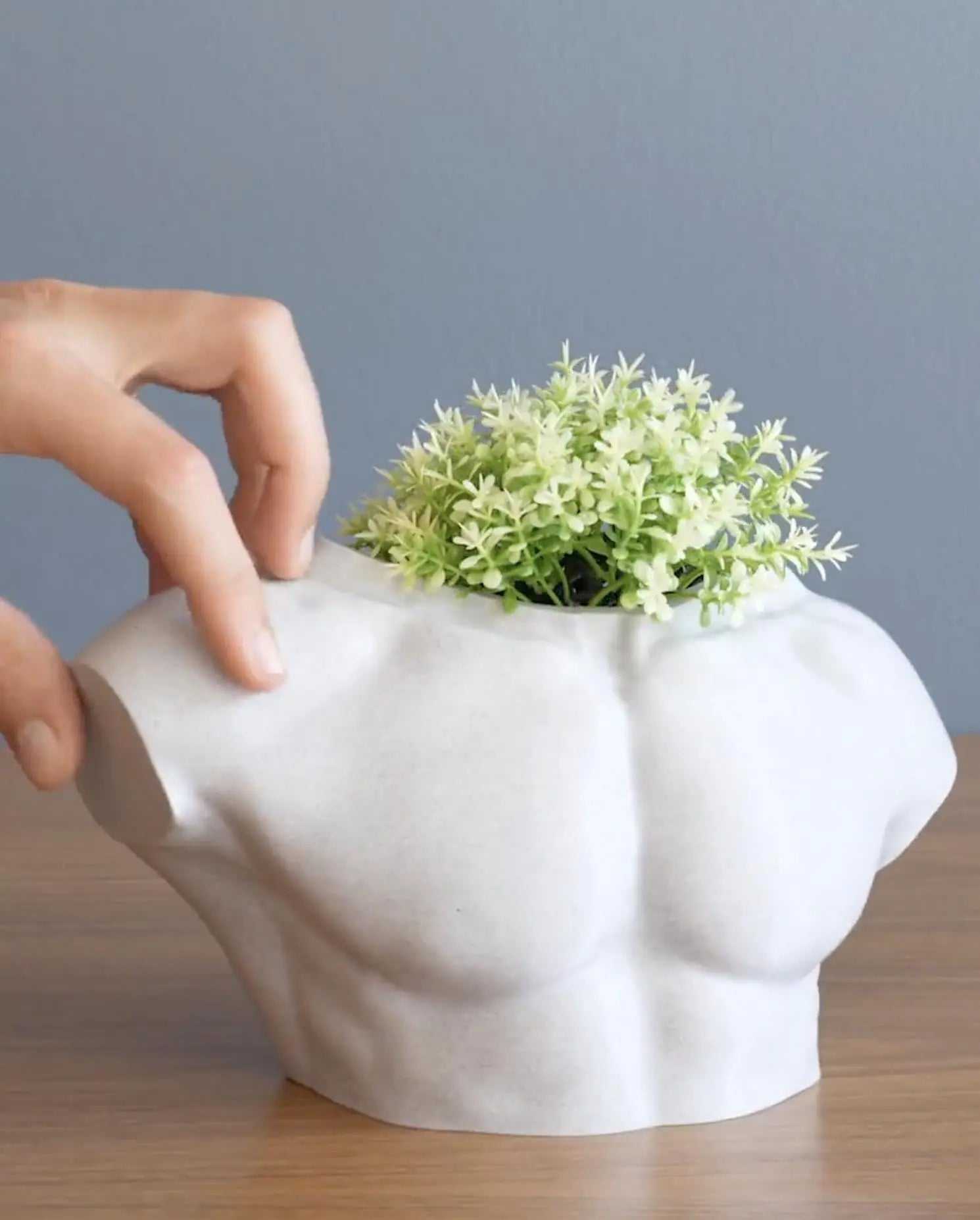 Modern Sculpted Male Body Vase, Unique Eco Planter for Flowers and Air Plants