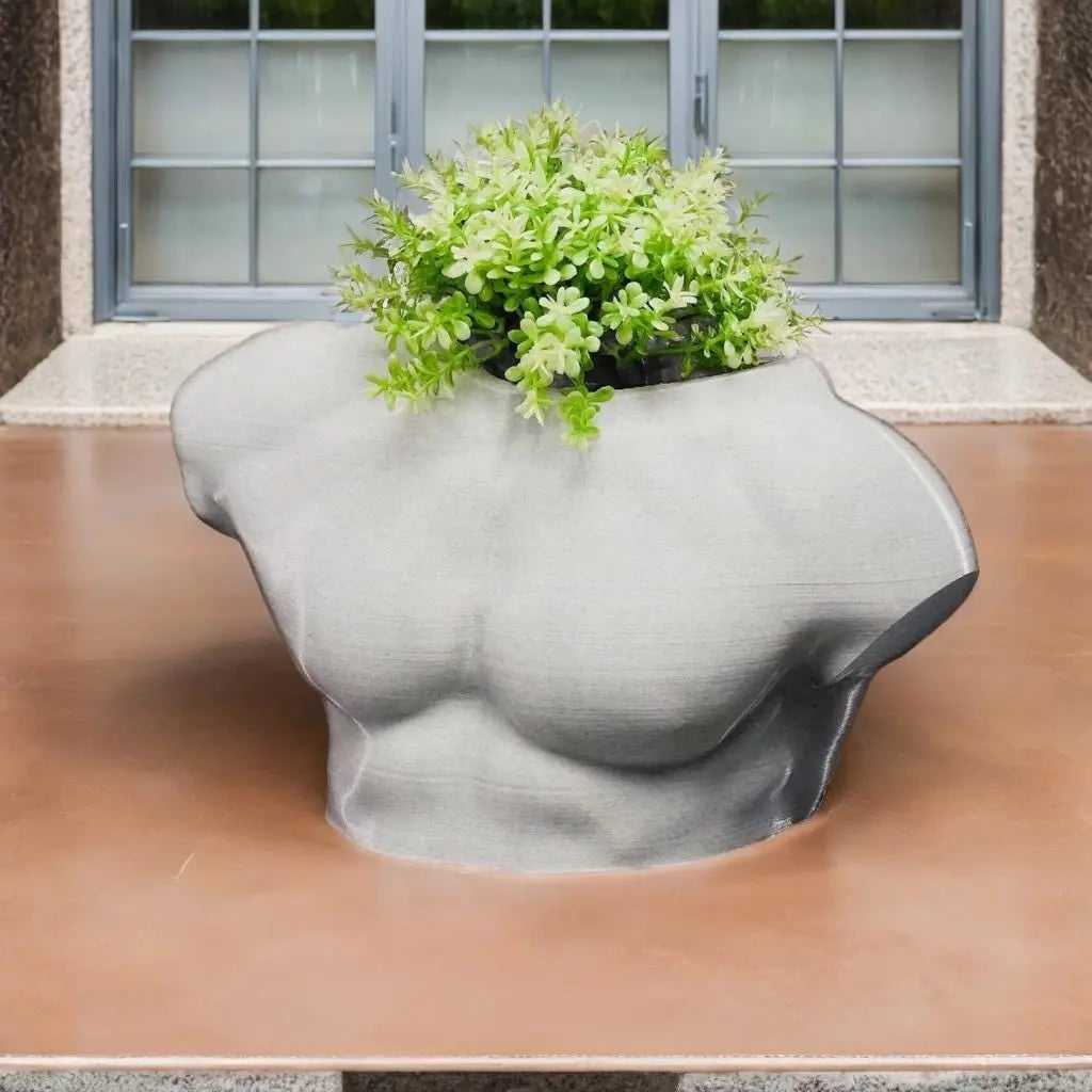 Modern Sculpted Male Body Vase, Unique Eco Planter for Flowers and Air Plants