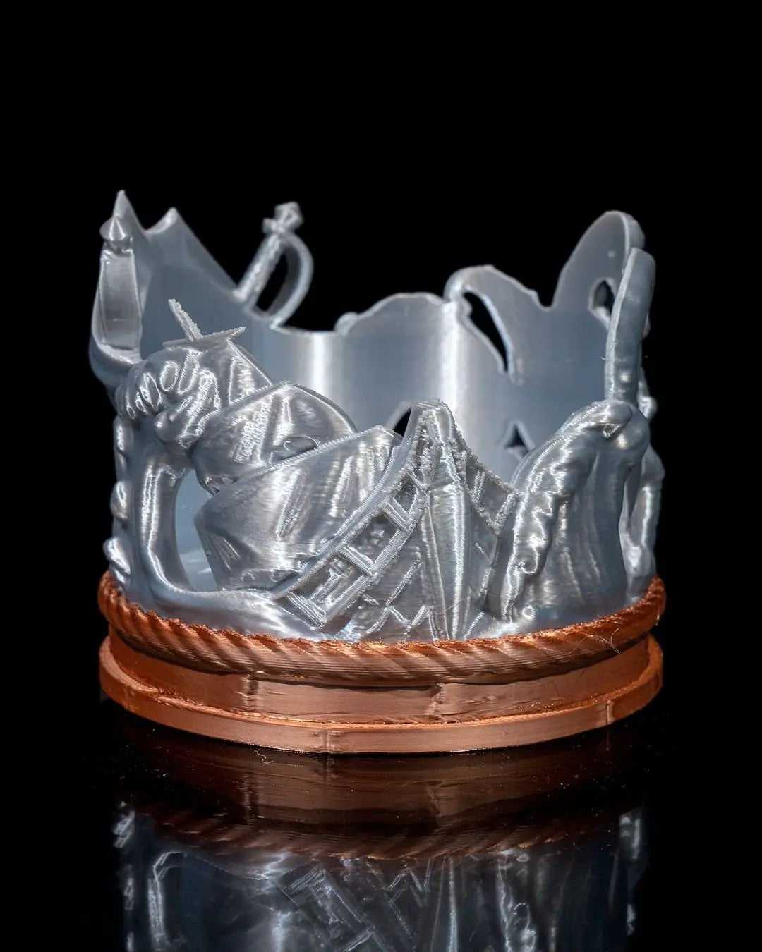 Pirate Theme Cup Holder - 3D Printed Skull & Treasure